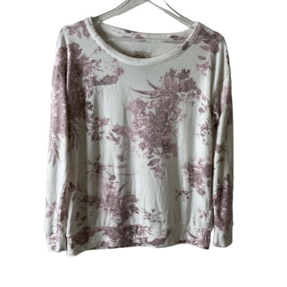 Chaser Semaj Scoop Neck‎ Floral Knit Top size small pink white